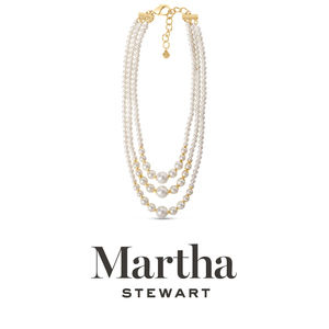 Martha Stewart Three Strand Pearl Necklace In Gold